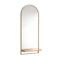 Arched Wall Mirror with Wooden Shelf - Modern Design